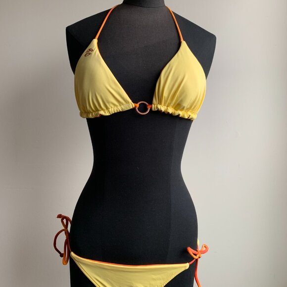 Billabong surf BLUE CRUSH Vintage bikini tie dye reversible orange solid yellow - Picture 7 of 10